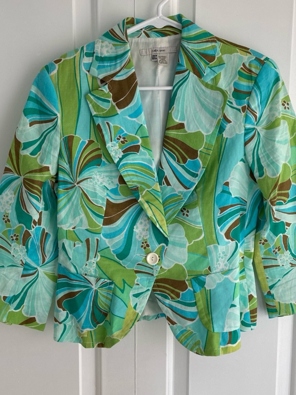 Zara Green, Blue & Aqua Floral Blazer - Fitted